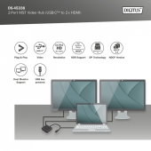 DIGITUS Hub/Koncentrator 2-portowy USB Typ C/2x HDMI 4K/60Hz HDR HDCP 2.2 MST - DS-45338 - Zdjęcie 9