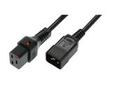 DIGITUS Kabel zasilający serwerowy blokada IEC LOCK 3x1,5mm2 C20 prosty/C19 prosty M/Ż 3m Czarny - IEC-PC1286 - Zdjęcie 1