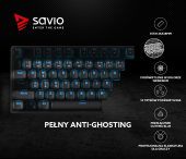 Elmak Klawiatura mechaniczna gamingowa Savio Tempest RX TKL Outemu BLUE, LED niebieski, NKRO, Anty-ghosting - SAVGK-TEMPEST BLUE - Zdjęcie 7