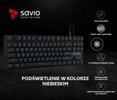 Elmak Klawiatura mechaniczna gamingowa Savio Tempest RX TKL Outemu BLUE, LED niebieski, NKRO, Anty-ghosting - SAVGK-TEMPEST BLUE - Zdjęcie 8