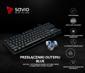 Elmak Klawiatura mechaniczna gamingowa Savio Tempest RX TKL Outemu BLUE, LED niebieski, NKRO, Anty-ghosting - SAVGK-TEMPEST BLUE - Zdjęcie 10