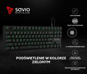 Elmak Mechaniczna klawiatura gamingowa Savio Tempest RX TKL Outemu Brown, LED zielony, NKRO, Anty-ghosting - SAVGK-TEMPEST BROWN - Zdjęcie 2