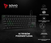 Elmak Mechaniczna klawiatura gamingowa Savio Tempest RX TKL Outemu Brown, LED zielony, NKRO, Anty-ghosting - SAVGK-TEMPEST BROWN - Zdjęcie 3