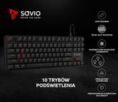 Elmak Klawiatura mechaniczna gamingowa Savio Tempest RX TKL Outemu RED, LED czerwony, NKRO, Anty-ghosting - SAVGK-TEMPEST RED - Zdjęcie 3