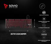 Elmak Klawiatura mechaniczna gamingowa Savio Tempest RX TKL Outemu RED, LED czerwony, NKRO, Anty-ghosting - SAVGK-TEMPEST RED - Zdjęcie 11