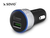 Elmak Ładowarka samochodowa Quick Charge 3.0 Savio SA-06/B, 3A, 5.4A, 2xUSB - SAVIO SA-06/B - Zdjęcie 1