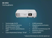 EPSON Projektor EB-W53   3LCD/WXGA/4000L/16k:1/HDMI  - V11HB57040 - Zdjęcie 3