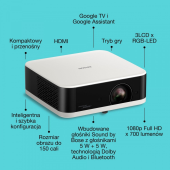 EPSON Projektor mini laser EF-61W FHD/700L/5m:1/1.6kg biały - V11HB72040 - Zdjęcie 2