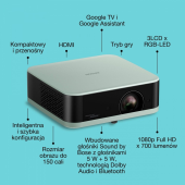 EPSON Projektor mini laser EF-61G FHD/700L/5m:1/1.6kg zielony - V11HB72340 - Zdjęcie 2