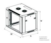 EXTRALINK Szafka wisząca rack 9U 600x450 szara metalowe drzwi  - EX.13018 - Zdjęcie 9