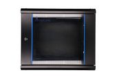 EXTRALINK Szafka wisząca rack 9U 600x600 czarna szklane drzwi  - EX.3968 - Zdjęcie 1
