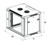EXTRALINK Szafka wisząca rack 12U 600x600 czarna szklane drzwi  - EX.7256 - Zdjęcie 7