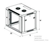EXTRALINK Szafka wisząca rack 4U 600x600 szara szklane drzwi - EX.8543 - Zdjęcie 9