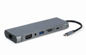 GEMBIRD Hub USB-C HDMI DP VGA 4xUSB 3.1 USB-C PD audio card reader GbE  - A-CM-COMBO8-01 - Zdjęcie 1