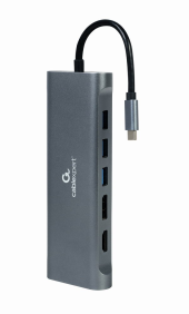 GEMBIRD Hub USB-C HDMI DP VGA 4xUSB 3.1 USB-C PD audio card reader GbE  - A-CM-COMBO8-01 - Zdjęcie 5