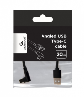 GEMBIRD Kabel USB typu C kątowy w oplocie tekstylnym, 0.2m czarny - CC-USB2-AMCML-0.2M - Zdjęcie 2