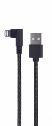 GEMBIRD Kabel USB - do 8 pin kątowy w oplocie tekstylnym, 0.2m, czarny - CC-USB2-AMLML-0.2M - Zdjęcie 1