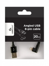 GEMBIRD Kabel USB - do 8 pin kątowy w oplocie tekstylnym, 0.2m, czarny - CC-USB2-AMLML-0.2M - Zdjęcie 2
