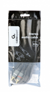 GEMBIRD Kabel stereo minijack 3.5mm na 2*RCA 2.5m pozłacane złącza - CCA-352-2.5M - Zdjęcie 2