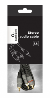 GEMBIRD Kabel stereo minijack 3.5mm na 2*RCA 2.5m pozłacane złącza - CCA-352-2.5M - Zdjęcie 3