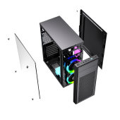 GEMBIRD Obudowa Midi Tower Fornax M100RGB ATX wentylatory RGB Czarna  - CCC-FC-M100RGB - Zdjęcie 2