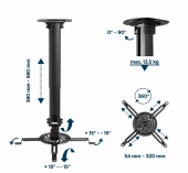 GEMBIRD Uchwyt sufitowy do projektora/rzutnika, regulowany, do 13kg - CM-B-01 - Zdjęcie 10
