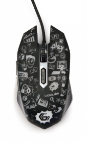 GEMBIRD Mysz optyczna LED, 6-przyciskowa, USB, czarna  - MUS-6B-GRAFIX-01 - Zdjęcie 1