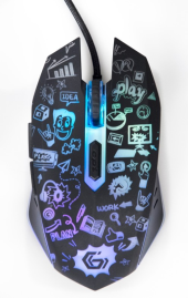GEMBIRD Mysz optyczna LED, 6-przyciskowa, USB, czarna  - MUS-6B-GRAFIX-01 - Zdjęcie 2