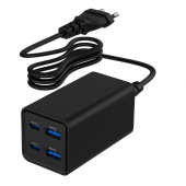 GEMBIRD Ładowarka uniwersalna 65W GaN 2xUSB-A 2xUSB-C szybkie ładowanie czarna  - TA-UC-2A2C-PD65-01-BK - Zdjęcie 1