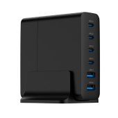 GEMBIRD Ładowarka uniwersalna 75W GaN 2xUSB-A 4xUSB-C szybkie ładowanie czarna  - TA-UC-2A4C-PD75-01-BK - Zdjęcie 2