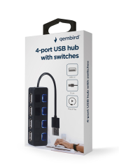 GEMBIRD HUB USB 2.0 4-portowy z przełącznikami, czarny  - UHB-U2P4-05 - Zdjęcie 2