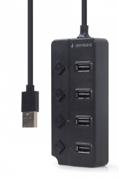 GEMBIRD HUB 4-portowy USB 2.0 z przełącznikami, czarny  - UHB-U2P4P-01 - Zdjęcie 1