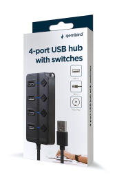 GEMBIRD HUB 4-portowy USB 2.0 z przełącznikami, czarny  - UHB-U2P4P-01 - Zdjęcie 2