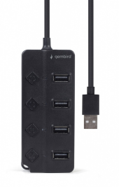 GEMBIRD HUB 4-portowy USB 2.0 z przełącznikami, czarny  - UHB-U2P4P-01 - Zdjęcie 4
