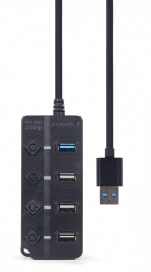 GEMBIRD HUB 4-portowy USB (1 x USB 3.1 + 3 x USB 2.0) z przyciskami włączania/wyłączania oraz wskaźnikiem LED - UHB-U3P1U2P3P-01 - Zdjęcie 3