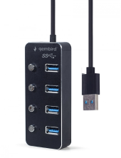 GEMBIRD HUB 4-portowy USB 3.1 (Gen 1) z przełącznikami czarny  - UHB-U3P4P-01 - Zdjęcie 1