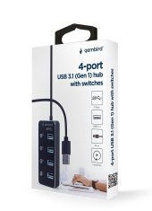 GEMBIRD HUB 4-portowy USB 3.1 (Gen 1) z przełącznikami czarny  - UHB-U3P4P-01 - Zdjęcie 2
