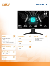 GIGABYTE Monitor 24.5 cala AORS G25F2AEK IPS/FHD/240Hz/2HDMI/DP - G25F2A - Zdjęcie 9