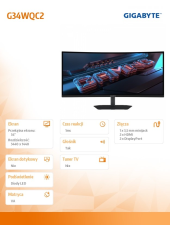 GIGABYTE Monitor 34 cale G34WQC2 WQHD 200Hz 2DP 2HDMI - G34WQC2 - Zdjęcie 7