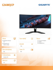 GIGABYTE Monitor 34 cale G34WQCP UWQHD VA 1MS 180Hz HDMI  - G34WQCP - Zdjęcie 2