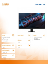 GIGABYTE Monitor 27 cali GS27U EK UHD  2HDMI 1DP 160Hz  - GS27U - Zdjęcie 4