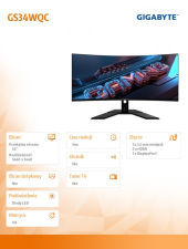 GIGABYTE Monitor 34 cale GS34WQC 120H 1ms/VA/HDMI//DP  - GS34WQC - Zdjęcie 2