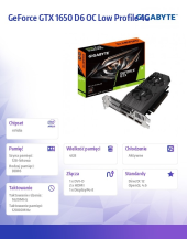 GIGABYTE Karta graficzna GeForce  GTX 1650 D6 OC LP 4GB 128BIT GDDR6 2HDMI/DP/DVI  - GV-N1656OC-4GL - Zdjęcie 2