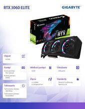 GIGABYTE Karta graficzna RTX 3060 ELITE 12GB GDDR6 192bit 2DP/2HDMI  - GV-N3060AORUS E-12GD - Zdjęcie 9