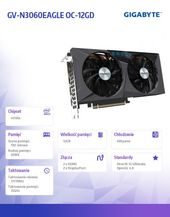 GIGABYTE Karta graficzna RTX 3060 Eagle OC 12GB GDDR6 192bit 2DP/2HDMI - GV-N3060EAGLE OC-12GD - Zdjęcie 2