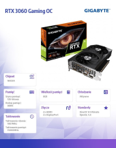 GIGABYTE Karta graficzna RTX 3060 Gaming OC 8GB GDDR6 128bit 2DP/2HDMI  - GV-N3060GAMING OC-8GD - Zdjęcie 2