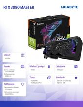 GIGABYTE Karta graficzna RTX 3080 MASTER 10GB GDDR6X 320bit LHR 3DP/2HDMI  - GV-N3080AORUS M-10GD 3.0 - Zdjęcie 8