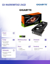 GIGABYTE Karta graficzna RTX 4090 WINDFORCE V2 24G GDDR6X 384bit 3DP  - GV-N4090WF3V2-24GD - Zdjęcie 2