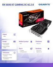 GIGABYTE Karta graficzna RX 5600 XT GAMING OC 6G 2.0 192bit GDDR6 3DP/HDMI  - GV-R56XTGAMING OC-6GD 2.0 - Zdjęcie 5