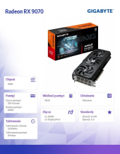 GIGABYTE Karta graficzna Radeon RX 9070 GAMING OC 16GB GDDR6 256bit 2DP/2HDMI - GV-R9070GAMING OC-16GD - Zdjęcie 4